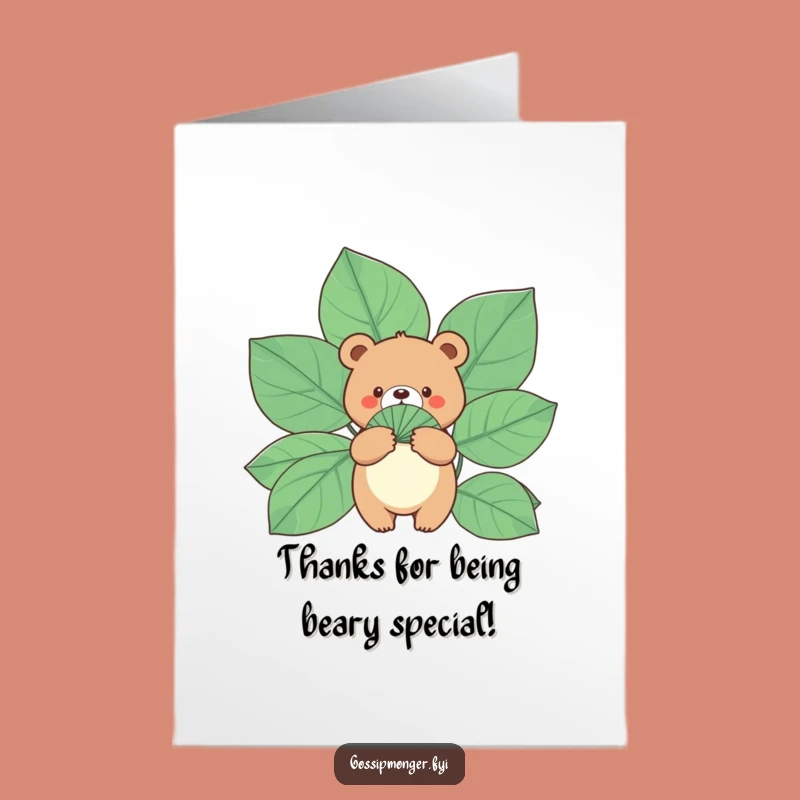 Free Printable Thank You Card: Bear's Cool Thanks Fan, Downloadable Gift