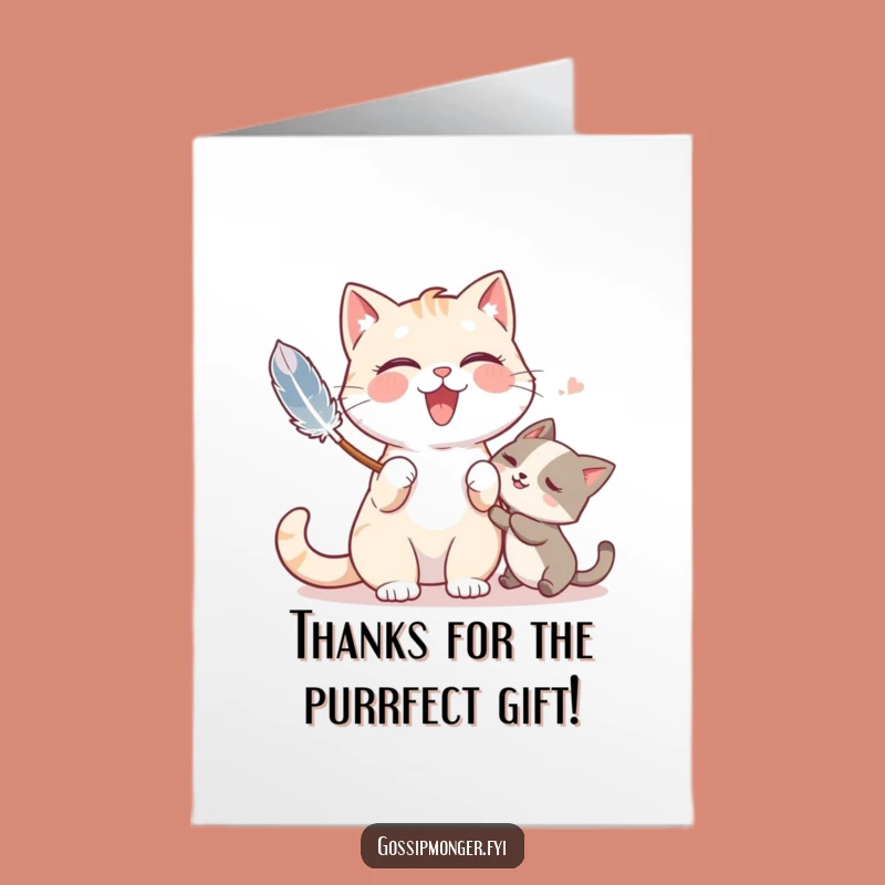 Free Printable Thank You Card: Giggling Cat Tickles Funny Downloadable Gift of Thanks