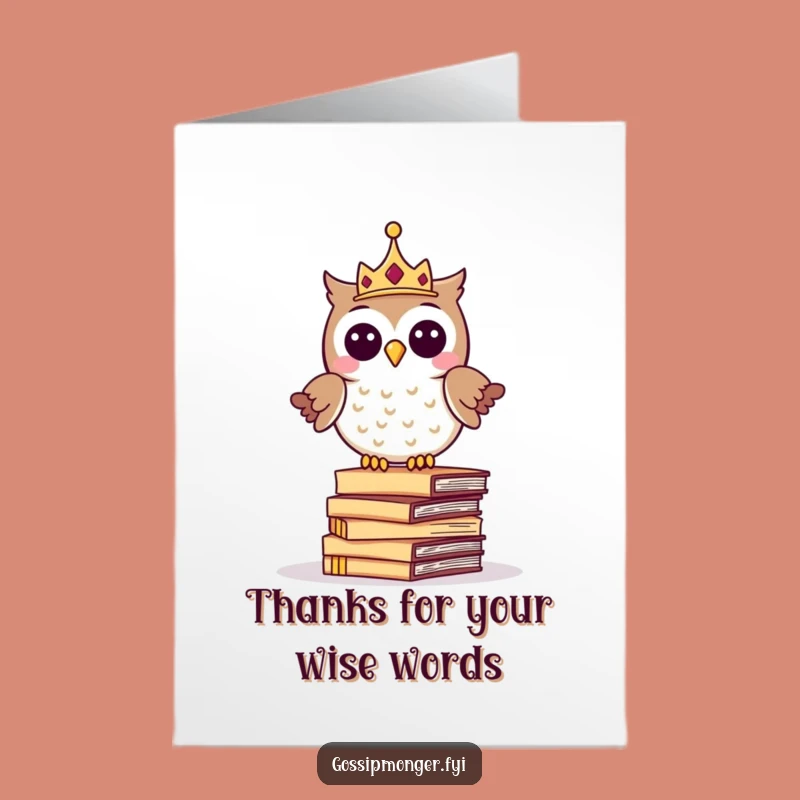 Free Printable Thank You Card: Grateful Owl Crown Letters Appreciation Downloadable