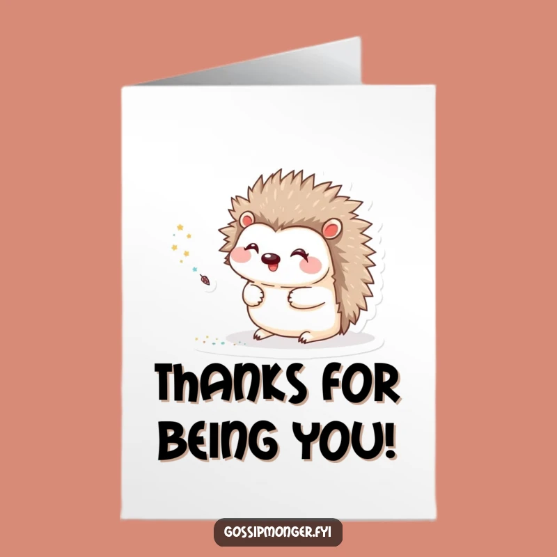 Free Printable Thank You Card: Hedgehog's Glittery Thanks with a Quill
