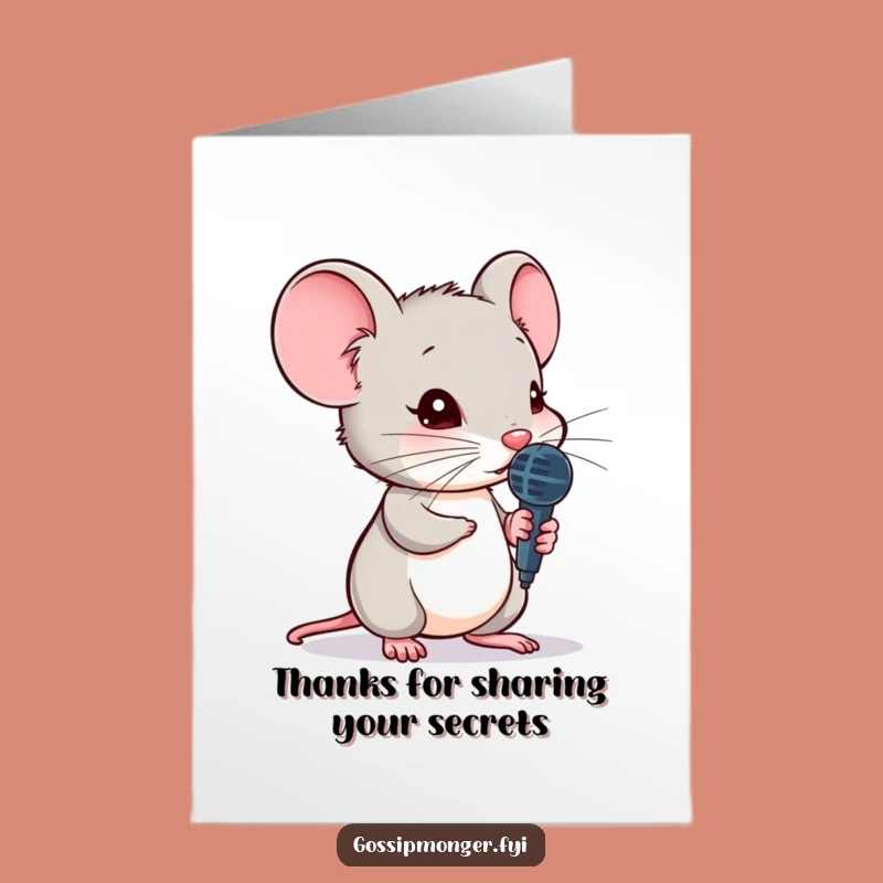 Free Printable Thank You Card: Mouse Microphone Secret, Humorous Downloadable for Whispered Thanks