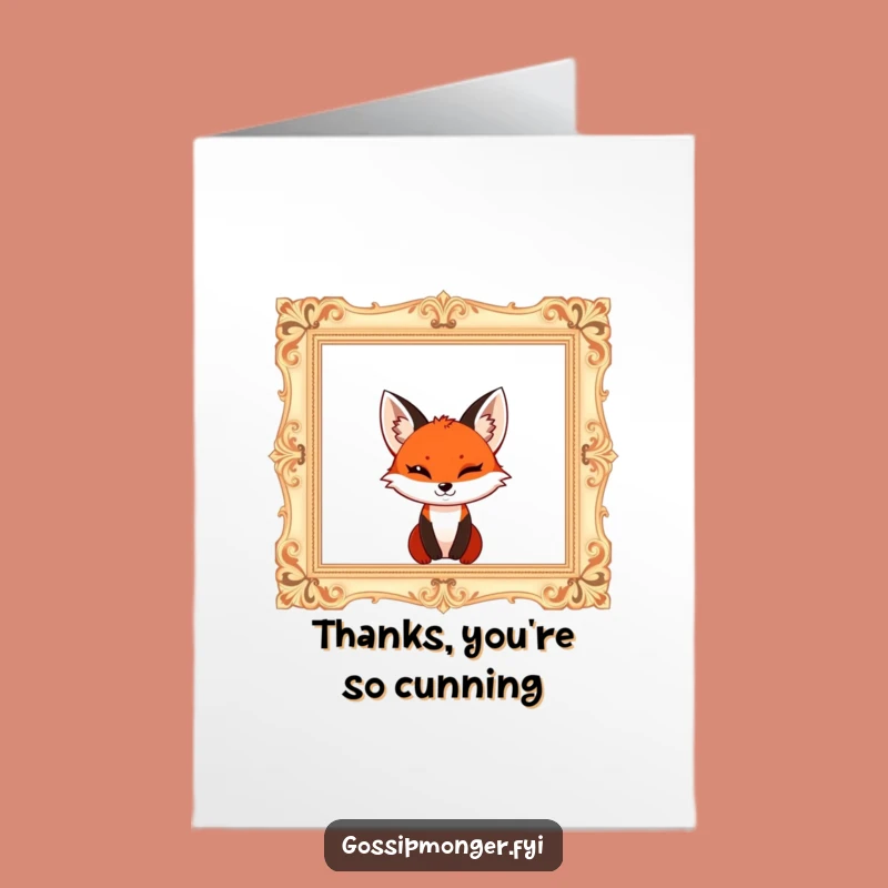 Playful Fox Thank You Card - Free Printable Peek-a-Boo Greeting Gift