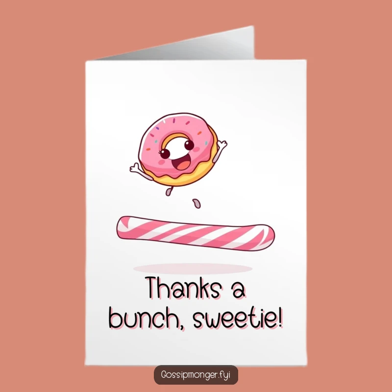 Free Printable Donut Thank You Card: Funny Sweet Gratitude Bounce Downloadable Gift