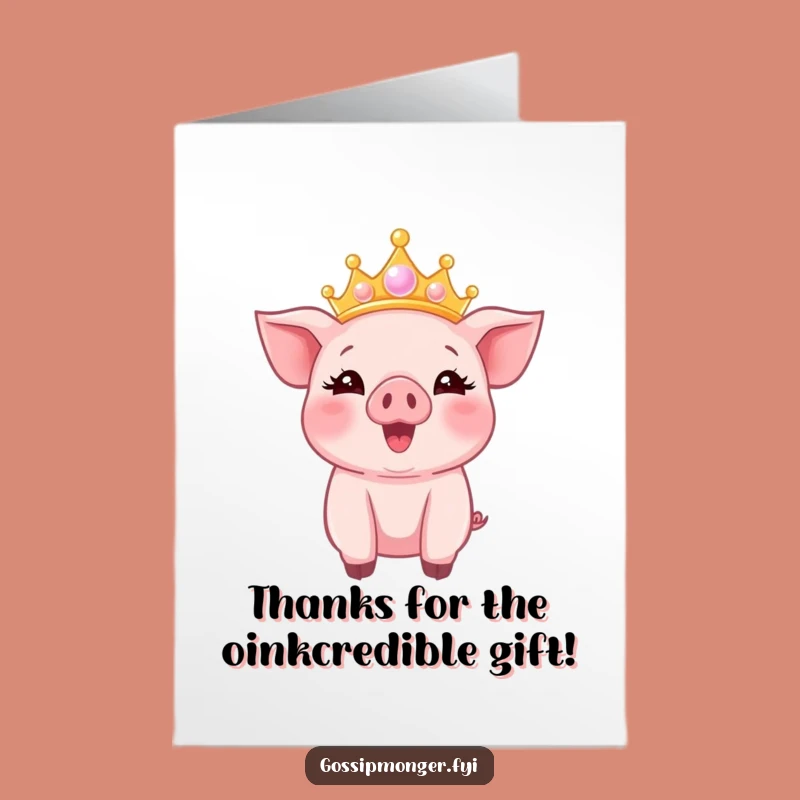 Funny Thank You Card: Piglet Bubble Crown Free Printable Download