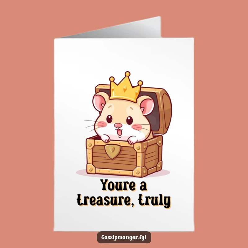 Free Printable Thank You Card: Funny Hamster King Treasure, Hilarious Downloadable Gift!