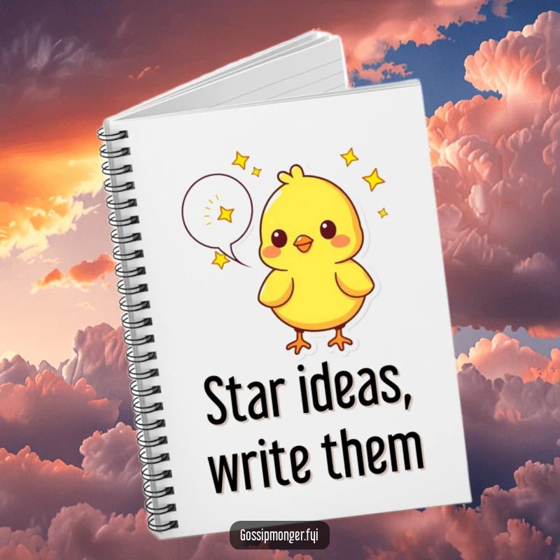 Funny Chick Notebook: A bright yellow chick has a speech bubble full of twinkling stars, great for journaling and funny thoughts.
