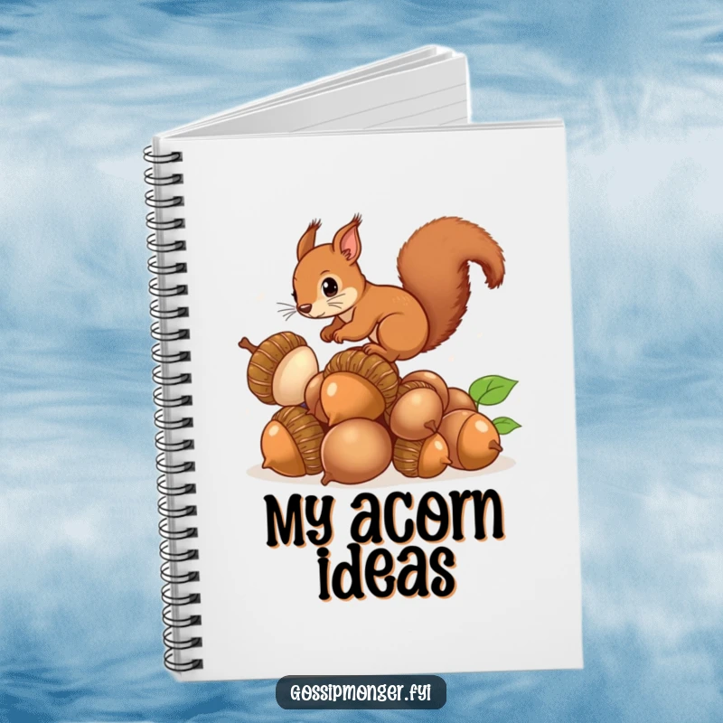 Funny Squirrel Acorns Notebook: A notebook with a squirrel balancing on acorns, ideal for jotting down plans and achievements.