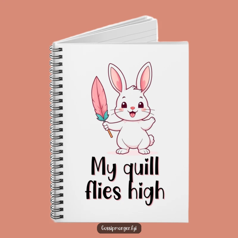 Funny Bunny Writer Notebook: Cheerful Rabbit with Quill, Journal for Ideas