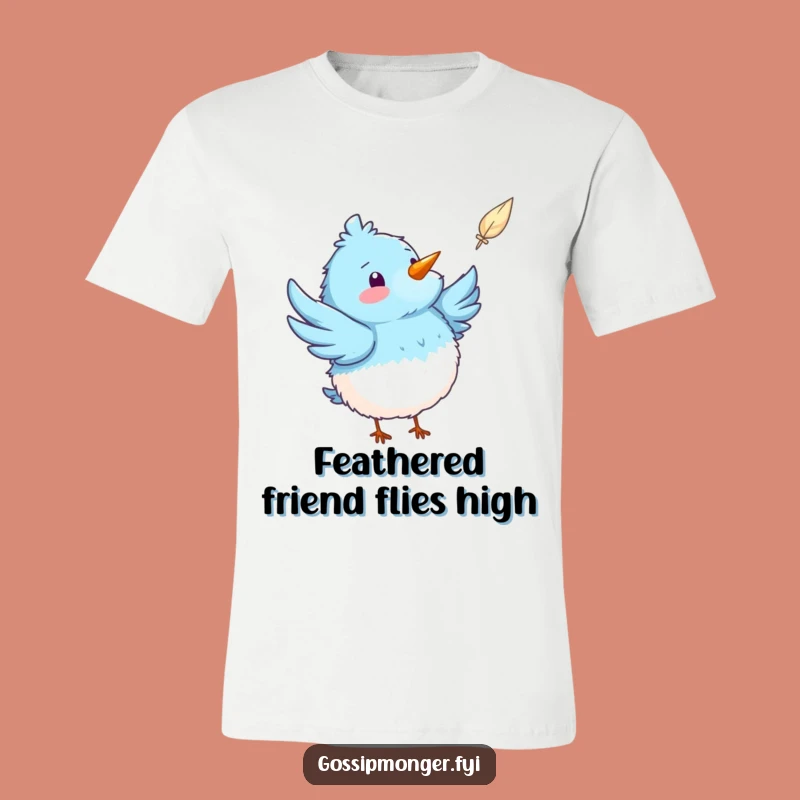 Funny Bird's Eye View T-Shirt: Whimsical Feather Chase Graphic Tee