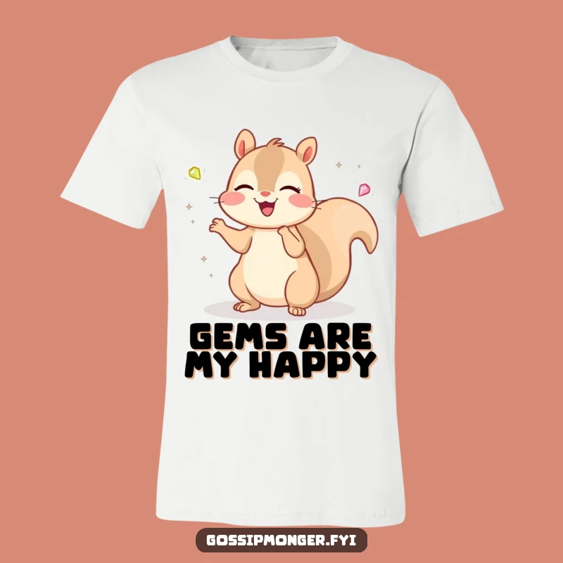 Funny Kawaii Squirrel Gem Juggling Tee, Cheerful Sparkle Lover Shirt Gift