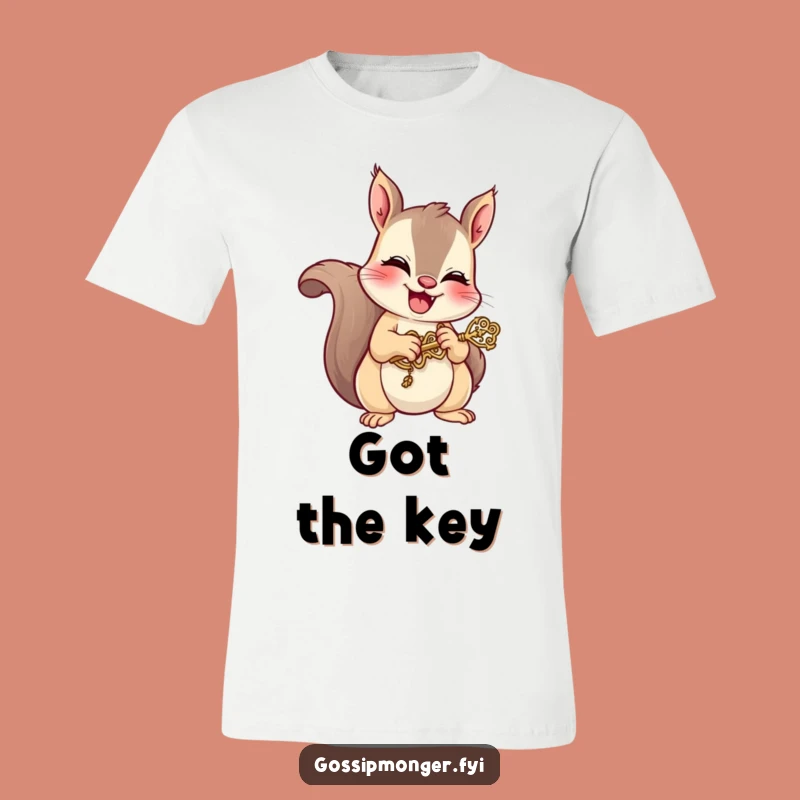 Funny Squirrel Key T-Shirt: Mischievous Giggle Nutty Tee