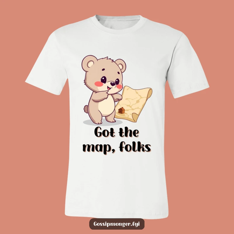 Funny Bear Cub Treasure Map T-Shirt: Adventure Awaits with This Playful Design