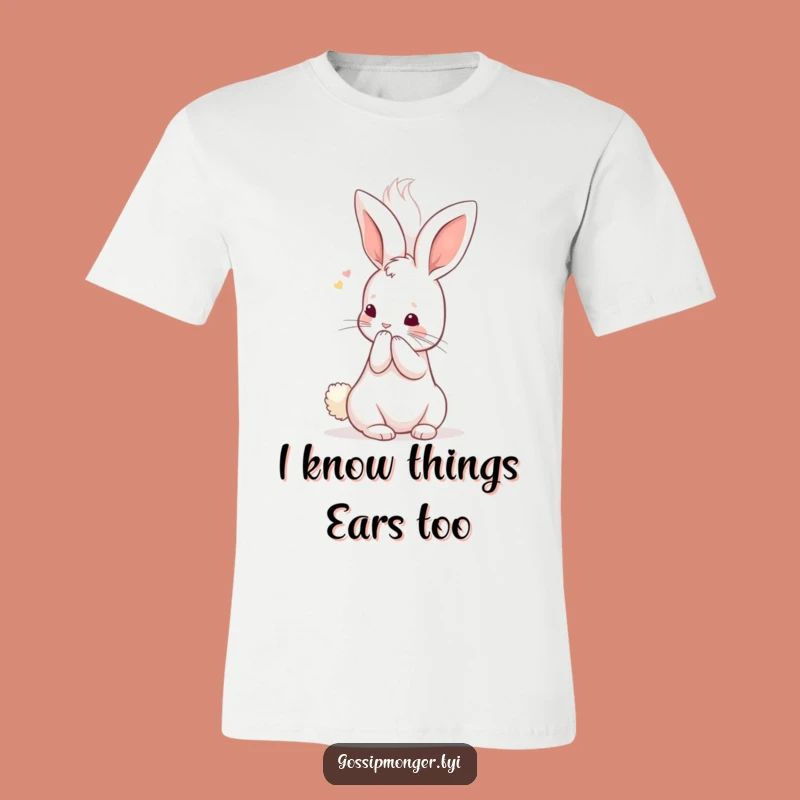 Funny Kawaii Rabbit Secret Spiller Tee, Cute Whispering Bunny Graphic Shirt Gift