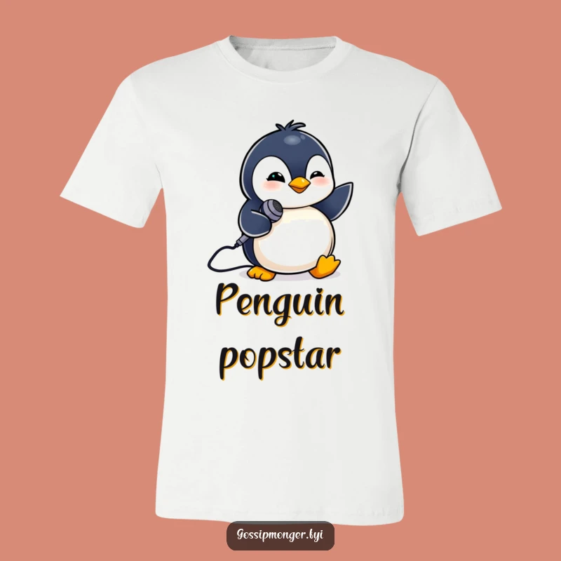 Funny Penguin Mic T-Shirt: Be a Star, Penguin Style!