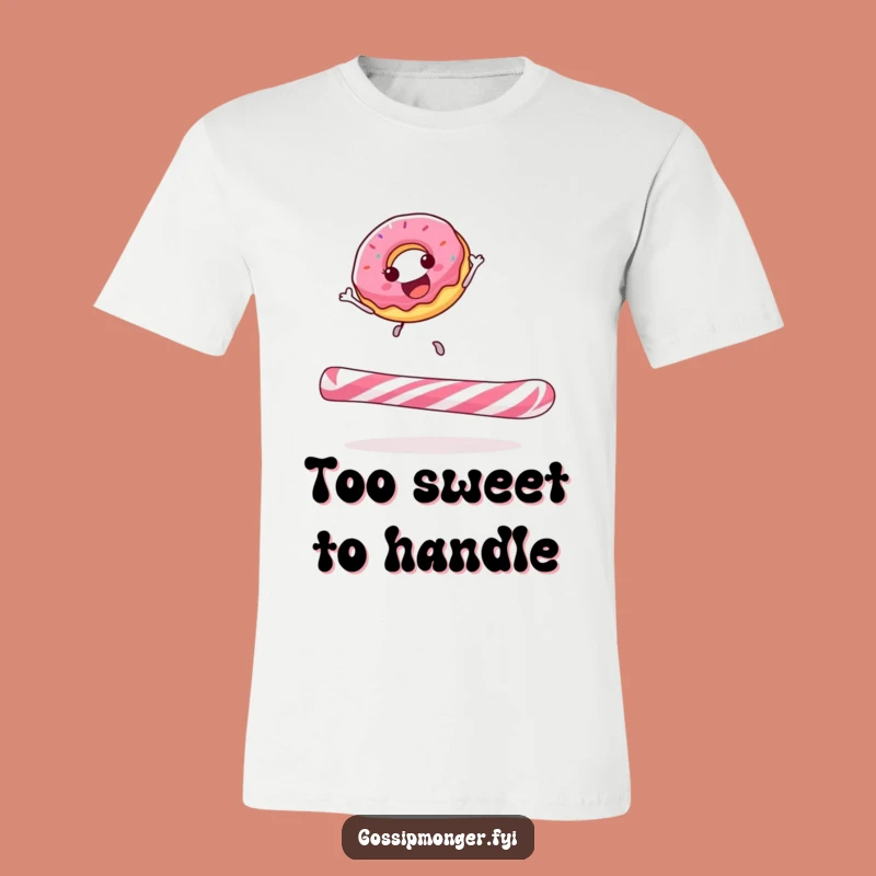 Funny Donut On Candy Cane T-Shirt - Hilarious Sweet Treat Graphic Tee for Fun Lovers