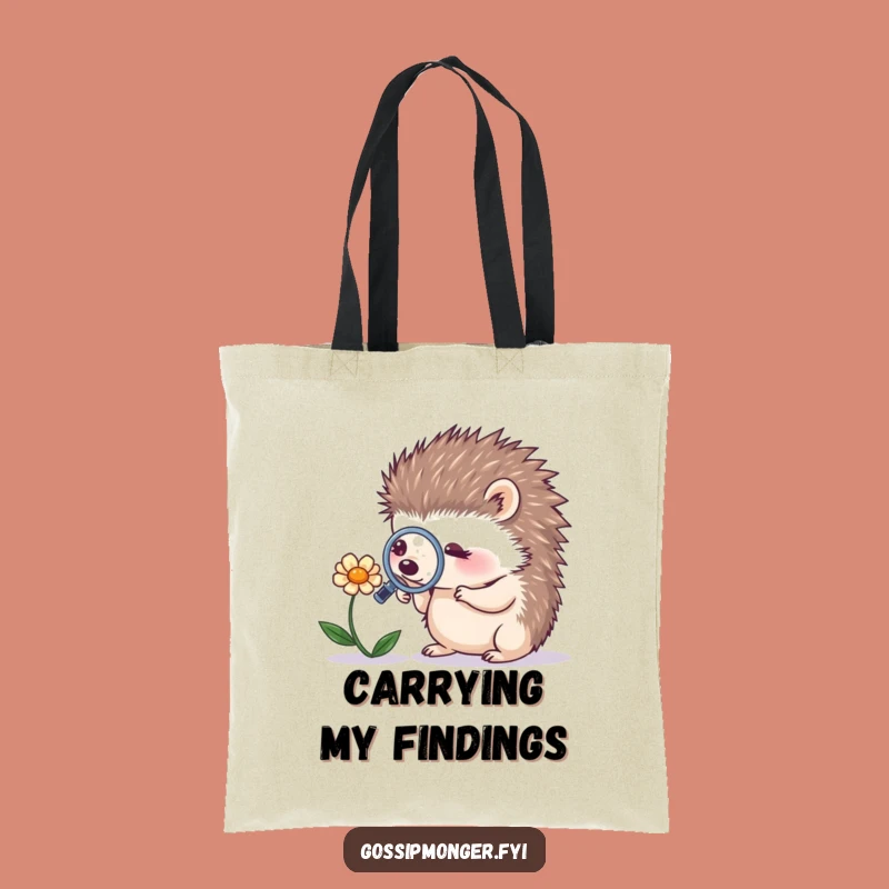 Funny Hedgehog Magnifying Flower Tote Bag - Cute & Humorous Nature Accessory