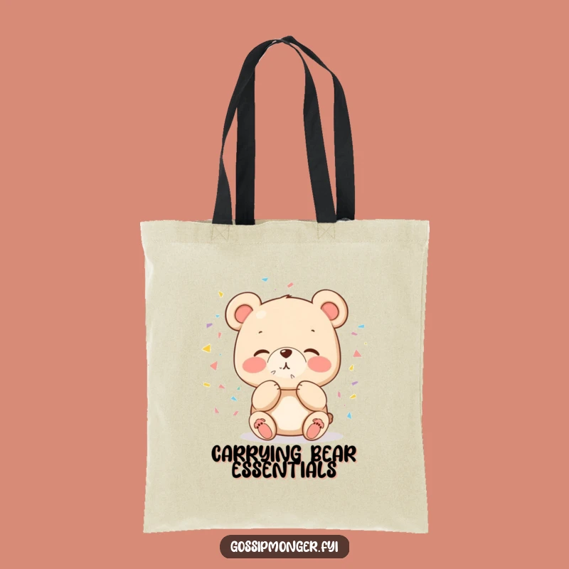 Funny Bear Confetti Tote Bag - Cute Celebration Carry-All Gift