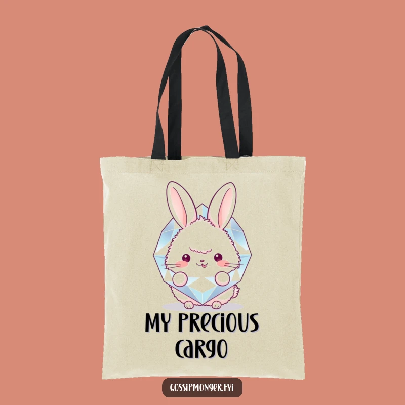 Funny Bunny Diamond Tote Bag: Adorable Fluffy Rabbit Carryall