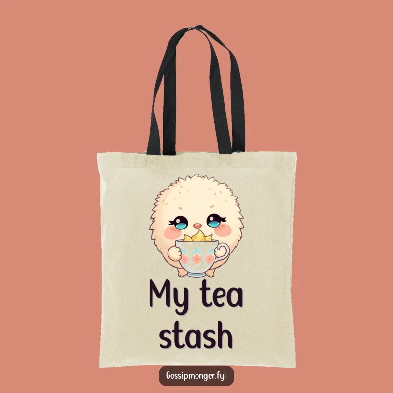 Funny Fluffy Creature Tote Bag: Winking Teacup Carrier, Perfect Humorous Gift!