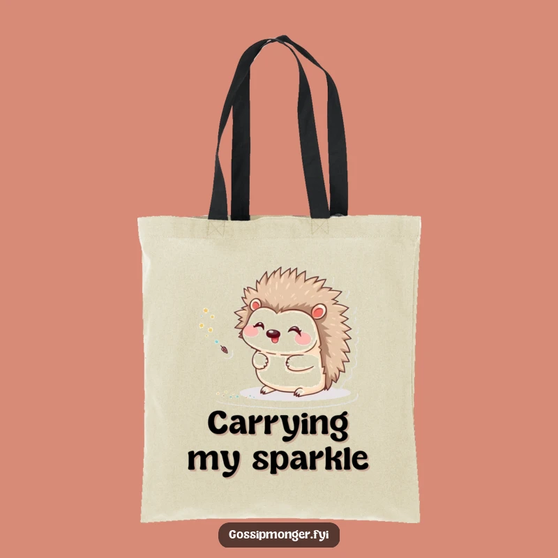 Funny Hedgehog Glitter Tote Bag: Sparkly Carry-All, Perfect Everyday Funny Gift
