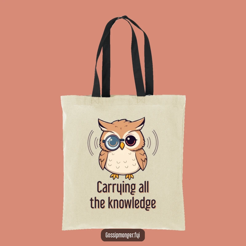 Funny Owl Tote Bag - Monocle Listening Character Carry-All Gift