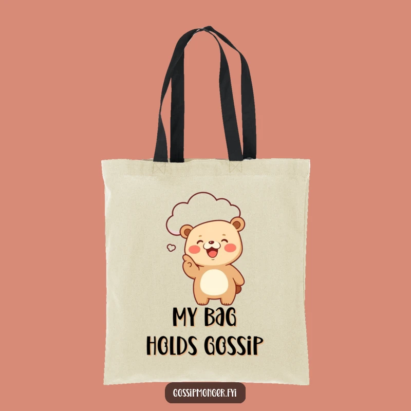 Funny Kawaii Bear Cloud Gossip Tote Bag, Giggling Accessory Gift